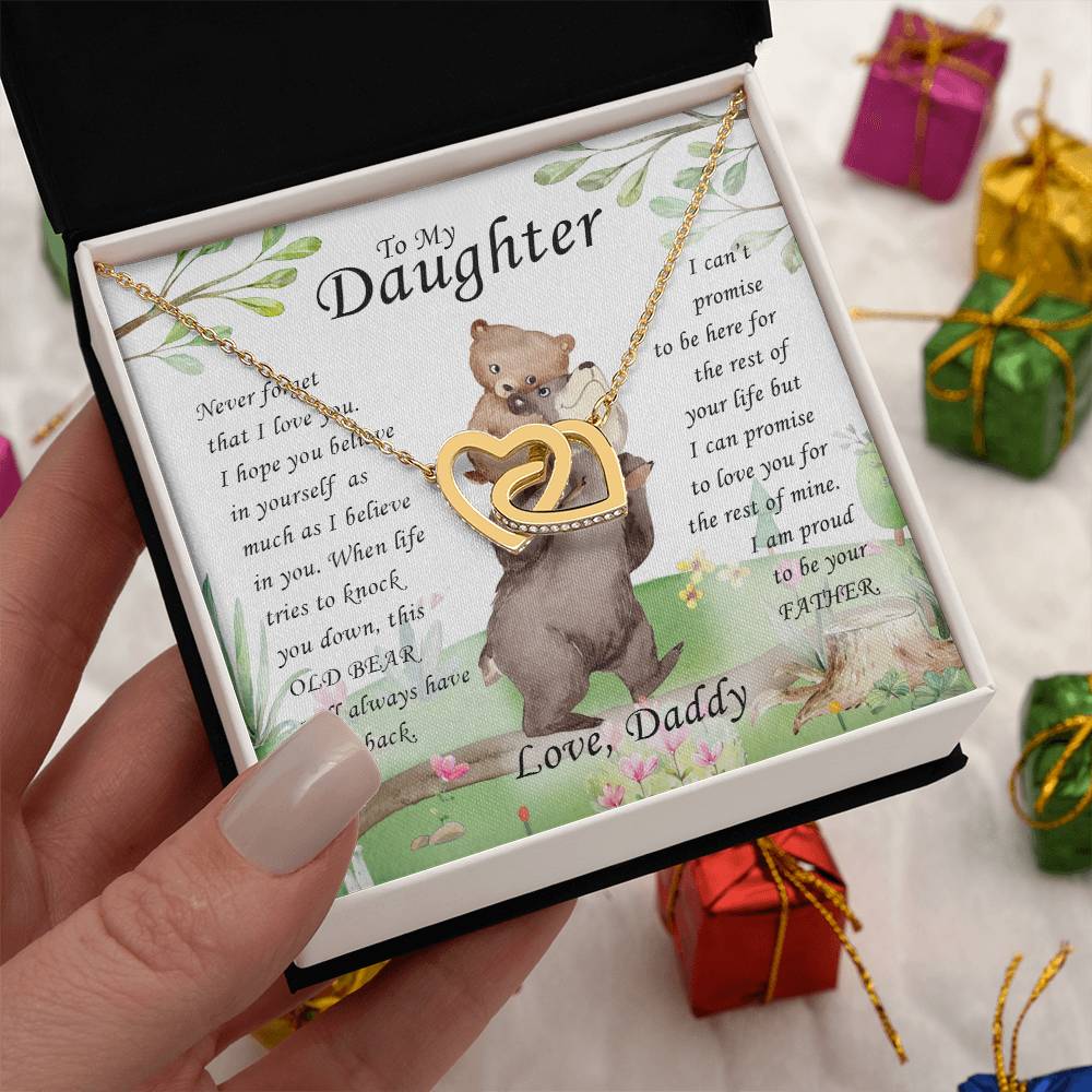 Bear Interlocking Hearts Necklace TO DAUGHTER FROM DADDY