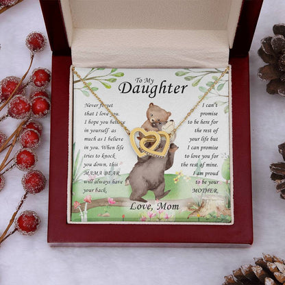 Bear Interlocking Hearts Necklace TO DAUGHTER FROM MOM